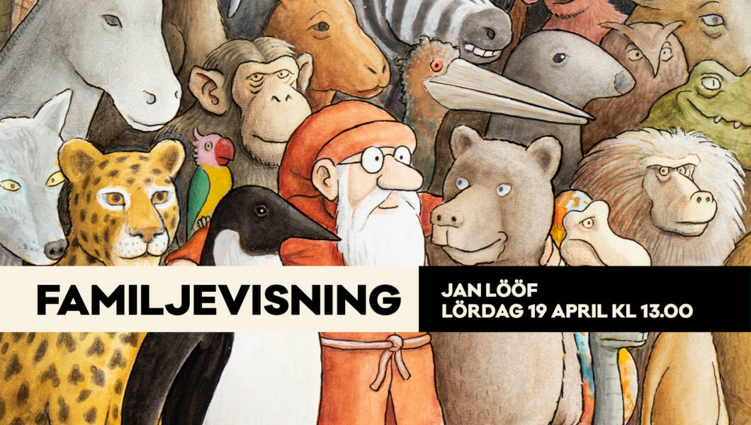 Familjevisning av utställning med Jan Lööfs originalillustrationer
