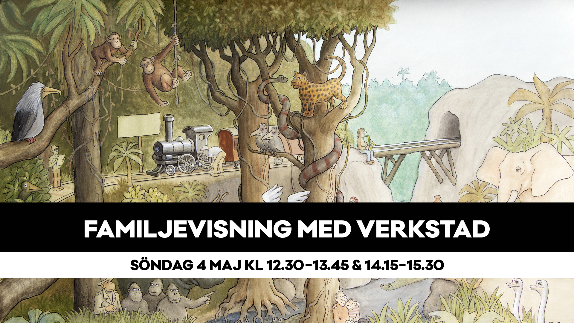 Familjevisning med verkstad 4 maj Djungelbild av Jan Lööf