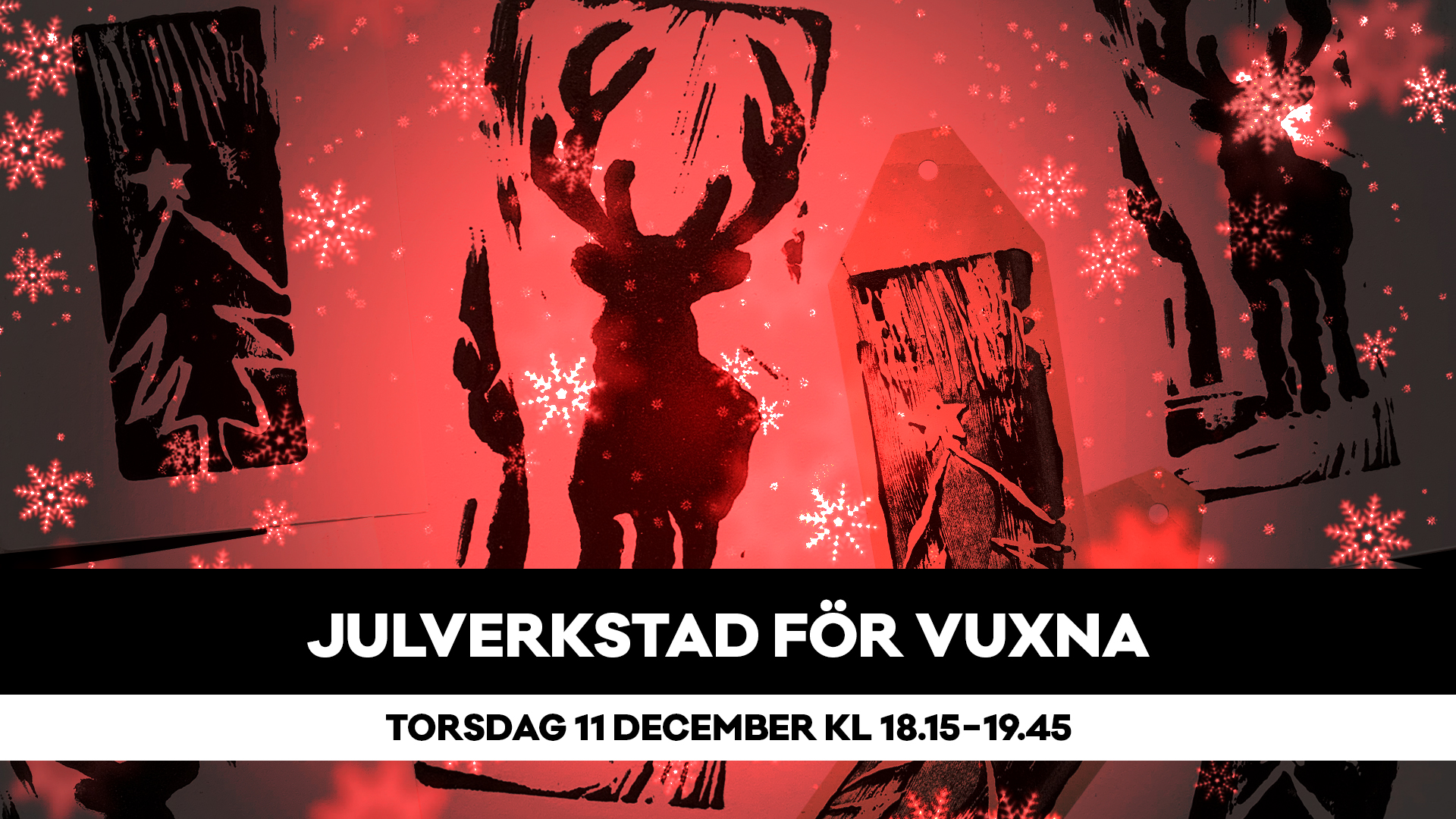 Konstkurs jul verkstad för vuxna med tryck Bror Hjorths Hus 11 dec.