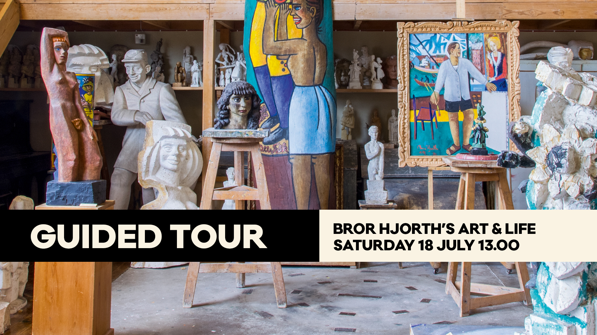 Guided tour in English Bror Hjorth's art and studio