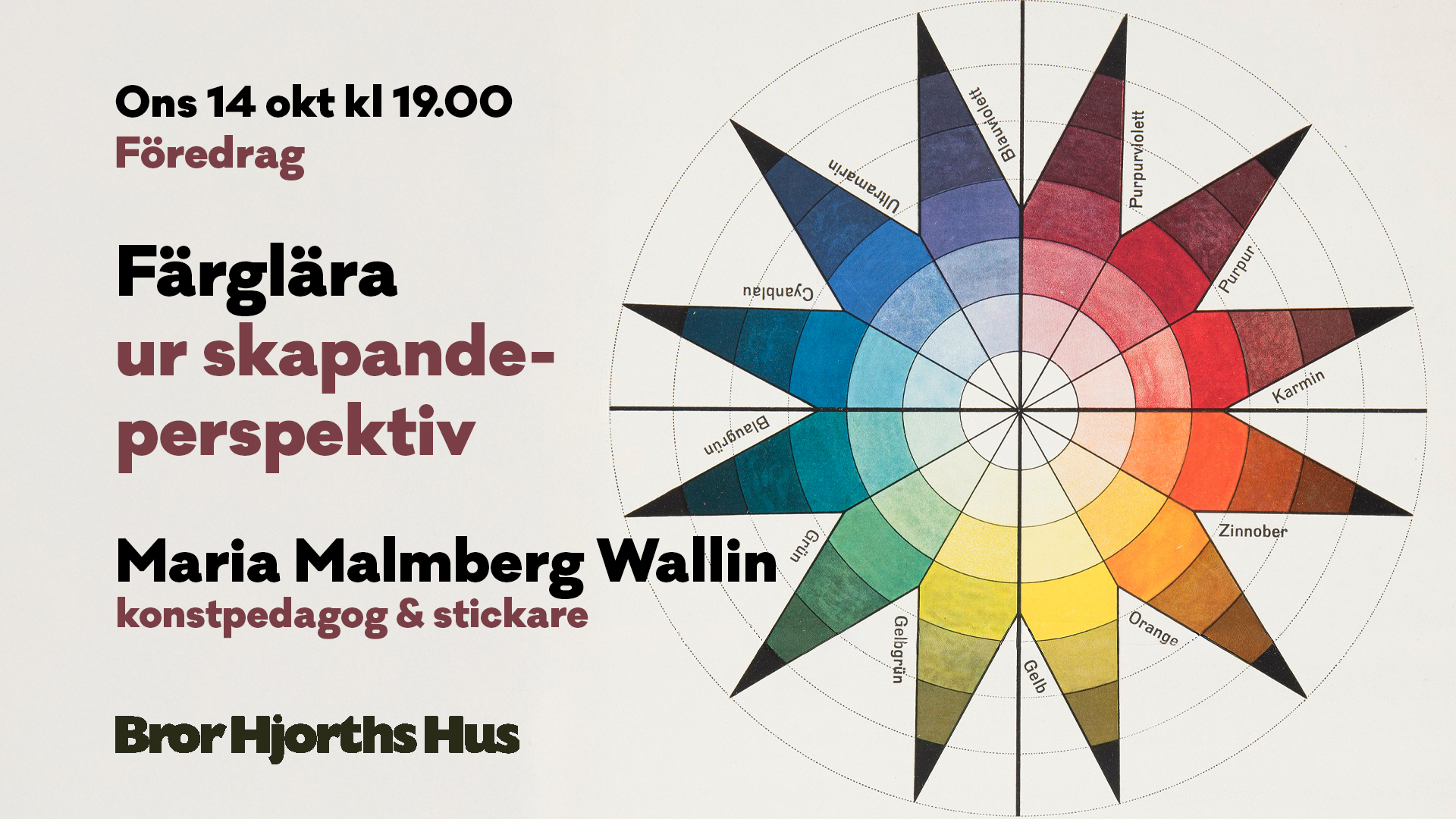 Föredrag om färglära på Bror Hjorths Hus 14 okt 2026