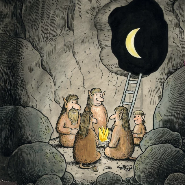 Troll söker nytt hem
Inspiration till boken Bergtrollens nya hem (1976) fick Jan Lööf från Bertil Almqvists berättelser om barna Hedenhös. Precis som i de berättelserna är det barnet som leder händelseutvecklingen framåt. Bildvärlden har också inspirerats av John Bauers tomtar och troll.

Det lilla bergtrollet Knutte är nyfiken på hur världen ser ut bortanför grottan där han bor. Han tjatar tills de stora i familjen bestämmer sig för att flytta ner till skogen. Där blir de genast bortjagade av kung Kråka och hans skogstroll. Som tur är kommer den snälla häxan Maja-Stina på en lösning. 

Denna bok, liksom Viktor bygger en bro, gavs först ut som pixibok. Det var ett koncept som lanserades av Carlsen/if under 1970-talet. Pixi-böckerna var billiga och kunde säljas på andra ställen än i bokhandlar vilket ledde till en stor spridning av berättelserna. Totalt finns fyra av Jan Lööfs böcker i pixi-formatet.

Se fler bilder till Bergtrollens nya hem i utställningen med Jan Lööfs originalillustrationer. Öppet tors-sön kl 12-16. Familjevisning sön kl 13.
Fri entré och gratis visning.

#brorhjorthshus #janlööf #janlööfutställning #originalillustrationer #förlaga #bergtrollensnyahem #majastina #migration #pixibok #bilderbok #barnboksklassiker #bilderboksutställning #troll