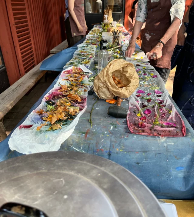 I helgen var det både strålande sol och workshop i växtfärgning i museets trädgård med konstnären Ebba Hernström.
Stämningen var god och resultaten färggranna!

@ebbagul